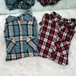 2 pack plaid collared shirts